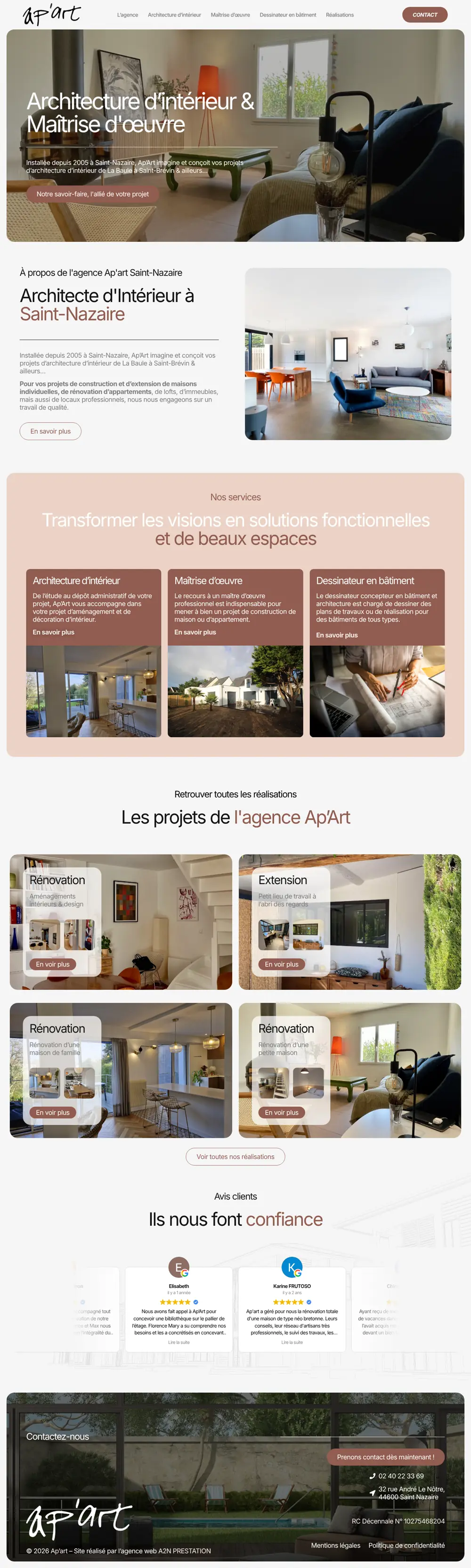 Page d’accueil du site Ap'art Saint-Nazaire sur ordinateur