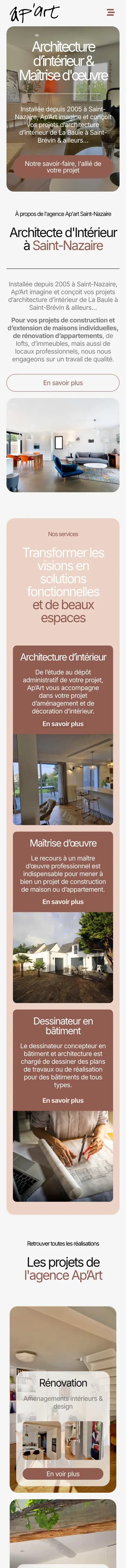Page d’accueil du site Ap'art Saint-Nazaire sur mobile