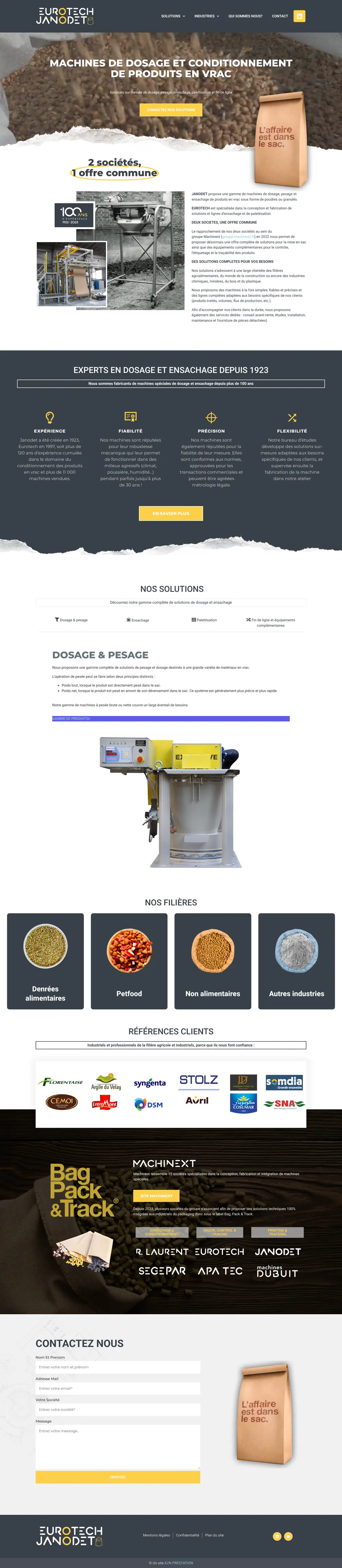 Page d’accueil du site Eurotech Janodet sur ordinateur