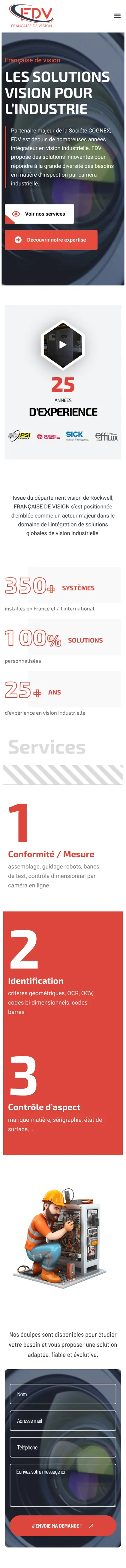 Page d’accueil du site Française de Vision sur mobile