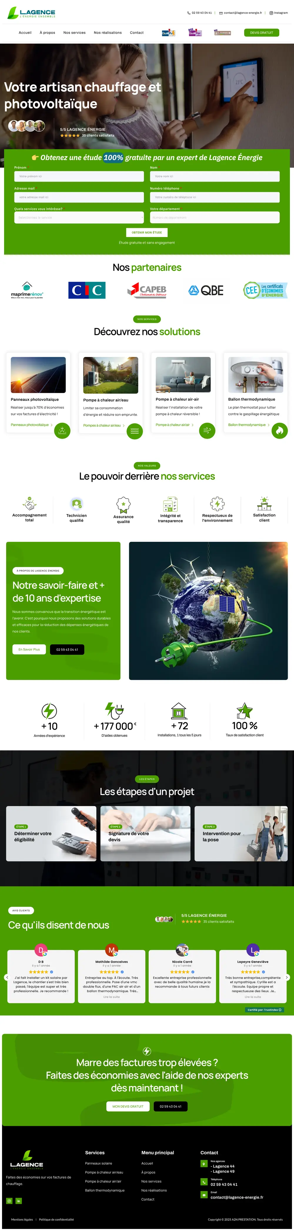 Page d’accueil du site Lagence Énergie sur ordinateur