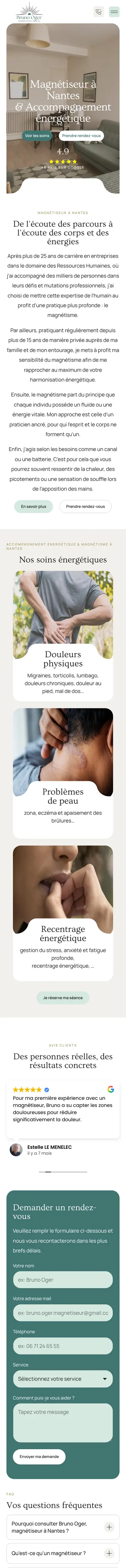 Page d’accueil du site Bruno Oger sur mobile