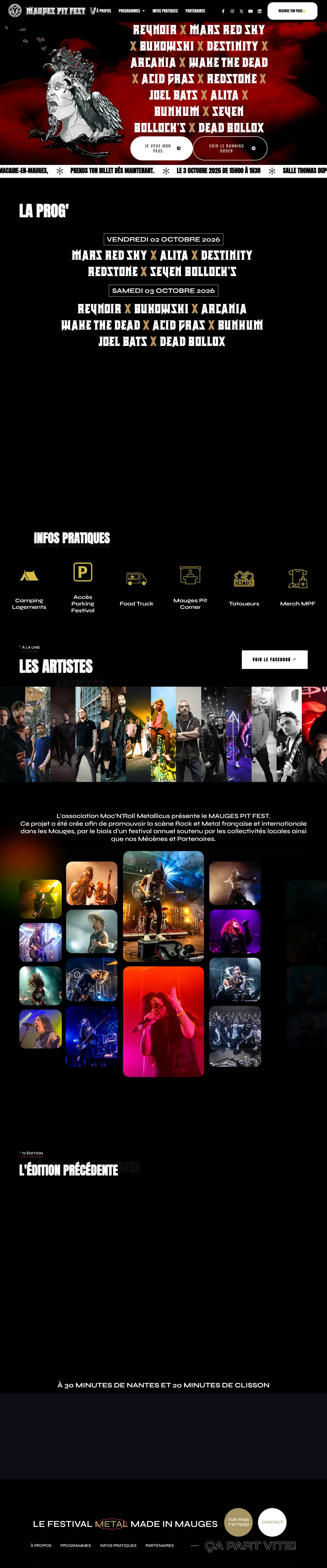 Page d’accueil du site Mauges Pit Fest sur ordinateur