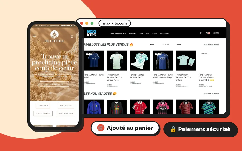 Boutiques en ligne Belle Étoile et Maxikits réalisées par A2N Prestation