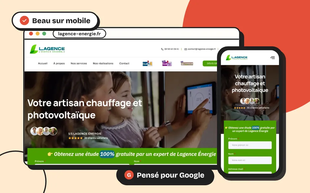 Site vitrine sur ordinateur et mobile réalisé par A2N Prestation